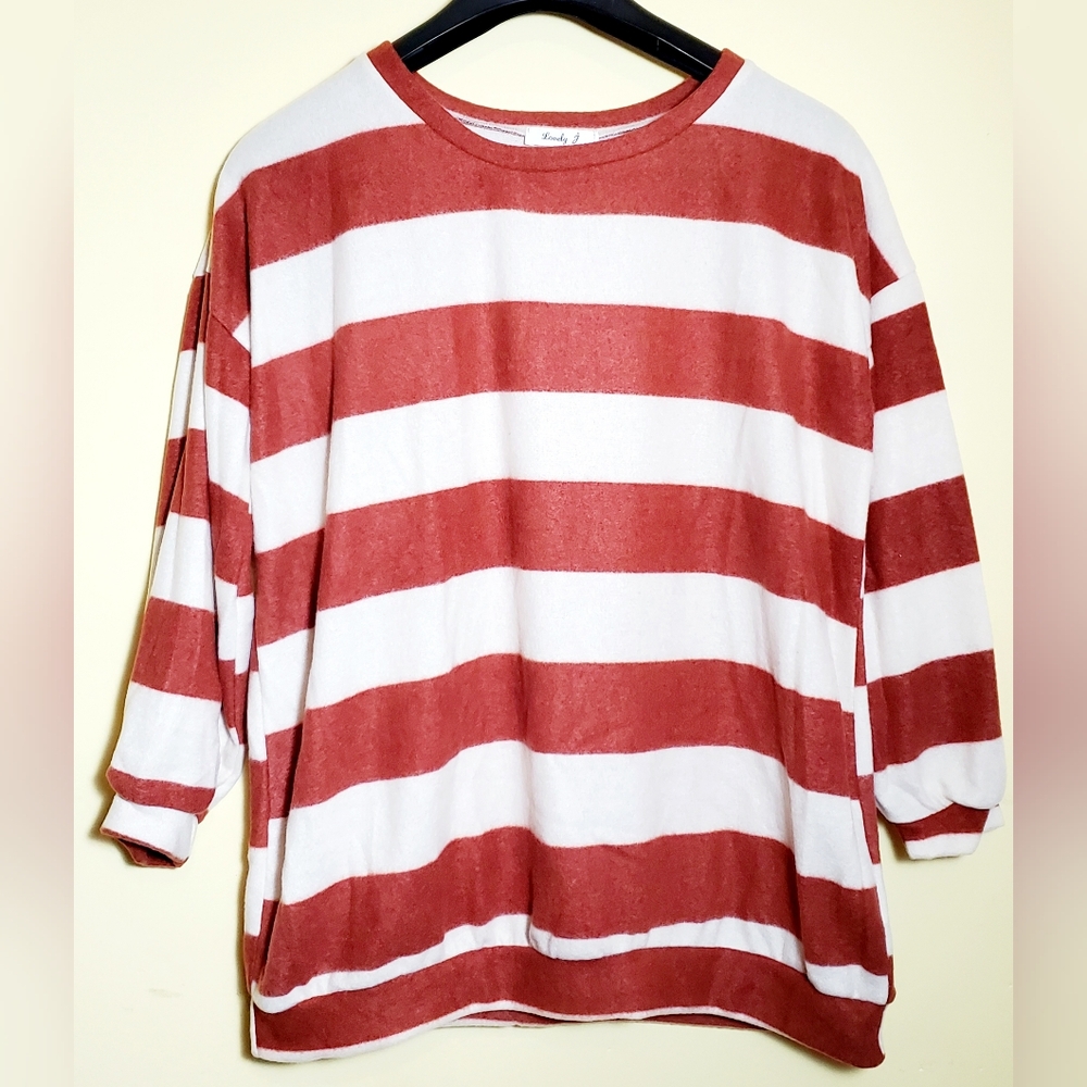 Cozy Oversized Striped Long Sleeve Sweater Size 2XL